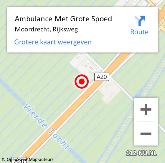 Locatie op kaart van de 112 melding: Ambulance Met Grote Spoed Naar Moordrecht, Rijksweg op 14 juli 2022 09:08