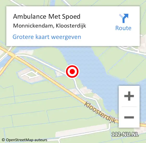 Locatie op kaart van de 112 melding: Ambulance Met Spoed Naar Monnickendam, Kloosterdijk op 14 juli 2022 09:29
