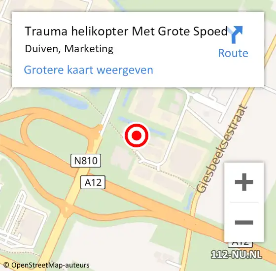 Locatie op kaart van de 112 melding: Trauma helikopter Met Grote Spoed Naar Duiven, Marketing op 14 juli 2022 09:32