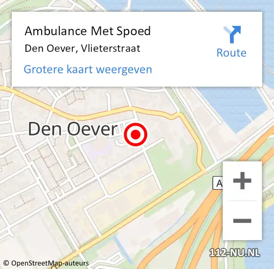 Locatie op kaart van de 112 melding: Ambulance Met Spoed Naar Den Oever, Vlieterstraat op 14 juli 2022 09:58