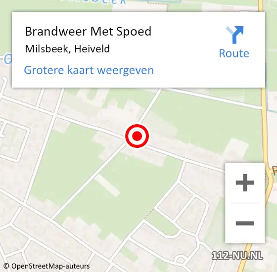 Locatie op kaart van de 112 melding: Brandweer Met Spoed Naar Milsbeek, Heiveld op 14 juli 2022 10:00