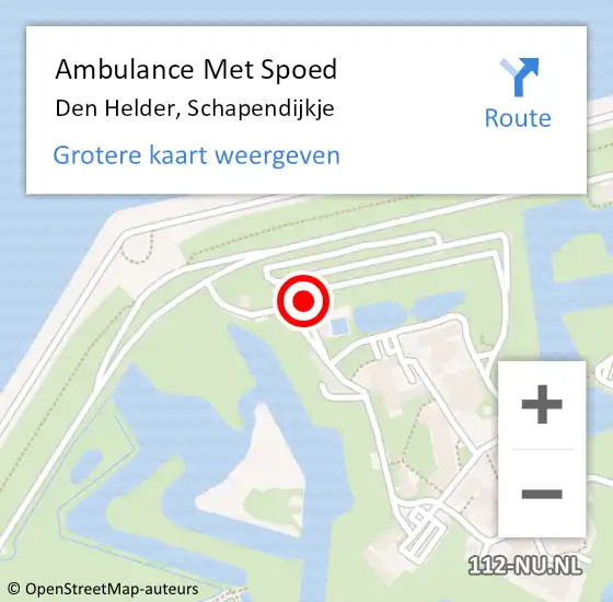 Locatie op kaart van de 112 melding: Ambulance Met Spoed Naar Den Helder, Schapendijkje op 14 juli 2022 10:11