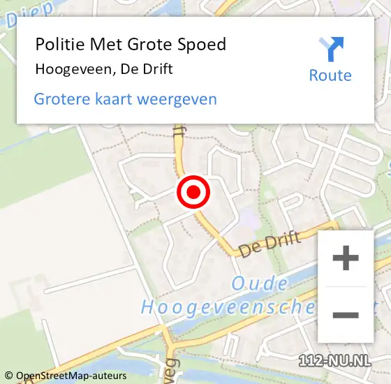 Locatie op kaart van de 112 melding: Politie Met Grote Spoed Naar Hoogeveen, De Drift op 14 juli 2022 10:17