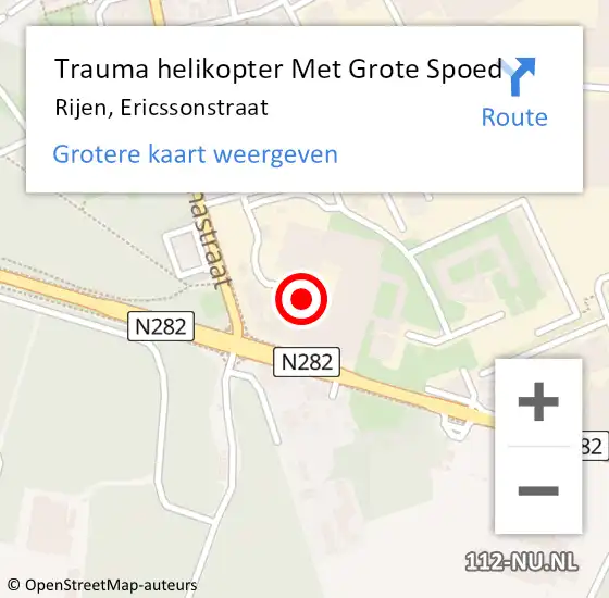 Locatie op kaart van de 112 melding: Trauma helikopter Met Grote Spoed Naar Rijen, Ericssonstraat op 14 juli 2022 10:23