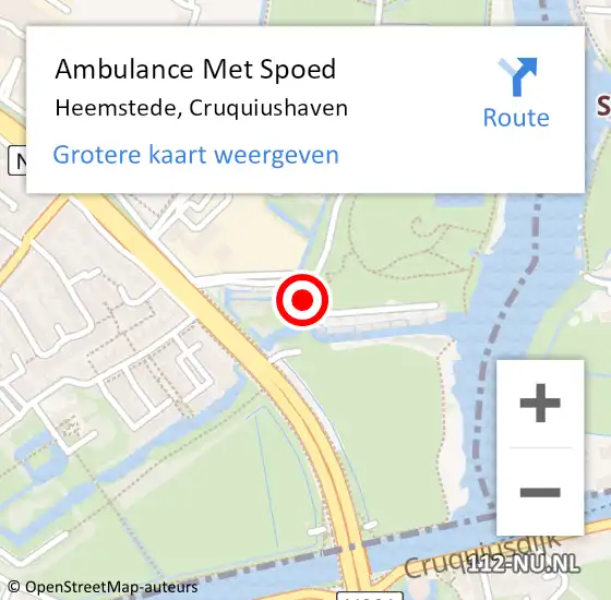 Locatie op kaart van de 112 melding: Ambulance Met Spoed Naar Heemstede, Cruquiushaven op 14 juli 2022 10:29