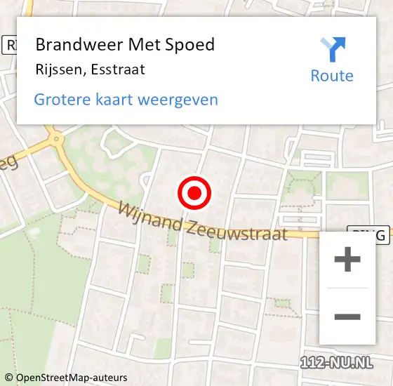 Locatie op kaart van de 112 melding: Brandweer Met Spoed Naar Rijssen, Esstraat op 14 juli 2022 10:35