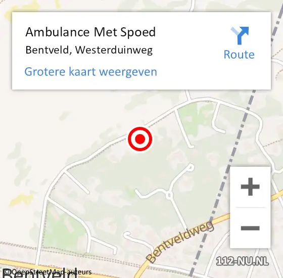 Locatie op kaart van de 112 melding: Ambulance Met Spoed Naar Bentveld, Westerduinweg op 14 juli 2022 10:42