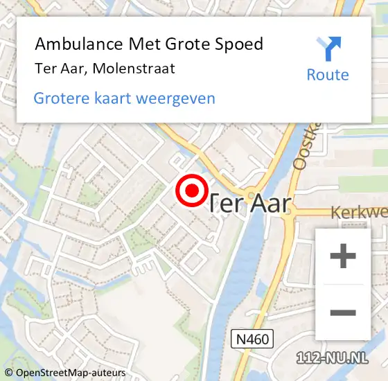 Locatie op kaart van de 112 melding: Ambulance Met Grote Spoed Naar Ter Aar, Molenstraat op 23 juli 2014 08:57