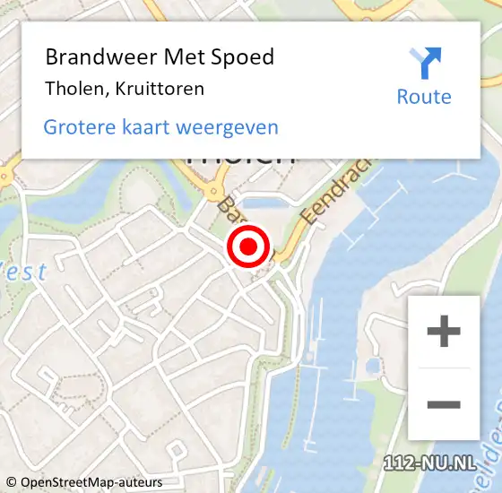 Locatie op kaart van de 112 melding: Brandweer Met Spoed Naar Tholen, Kruittoren op 14 juli 2022 10:44