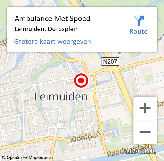 Locatie op kaart van de 112 melding: Ambulance Met Spoed Naar Leimuiden, Dorpsplein op 14 juli 2022 10:48