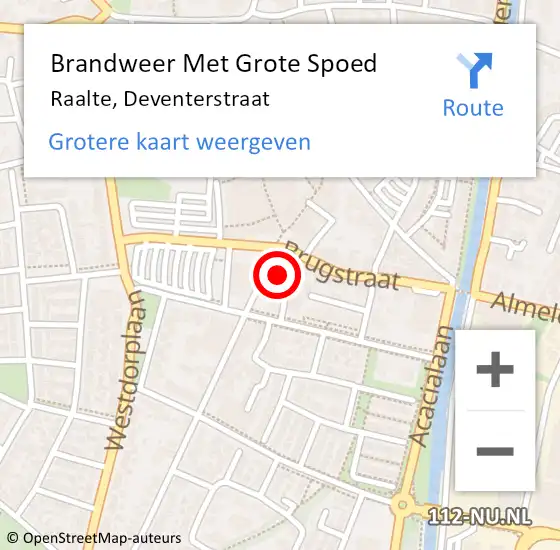 Locatie op kaart van de 112 melding: Brandweer Met Grote Spoed Naar Raalte, Deventerstraat op 23 juli 2014 09:00