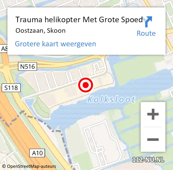 Locatie op kaart van de 112 melding: Trauma helikopter Met Grote Spoed Naar Oostzaan, Skoon op 14 juli 2022 11:10