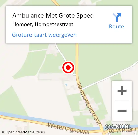 Locatie op kaart van de 112 melding: Ambulance Met Grote Spoed Naar Homoet, Homoetsestraat op 14 juli 2022 11:13