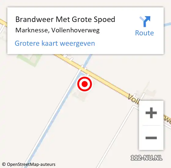 Locatie op kaart van de 112 melding: Brandweer Met Grote Spoed Naar Marknesse, Vollenhoverweg op 14 juli 2022 11:16