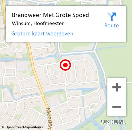 Locatie op kaart van de 112 melding: Brandweer Met Grote Spoed Naar Winsum, Hoofmeester op 14 juli 2022 11:28