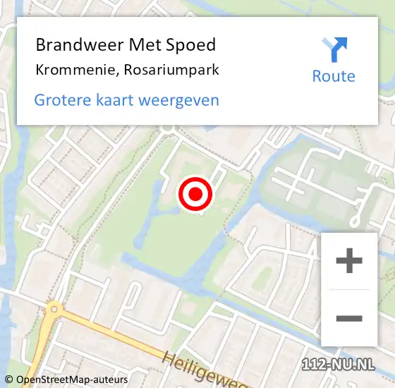 Locatie op kaart van de 112 melding: Brandweer Met Spoed Naar Krommenie, Rosariumpark op 14 juli 2022 11:40