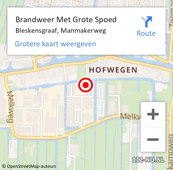 Locatie op kaart van de 112 melding: Brandweer Met Grote Spoed Naar Bleskensgraaf, Manmakerweg op 14 juli 2022 11:53