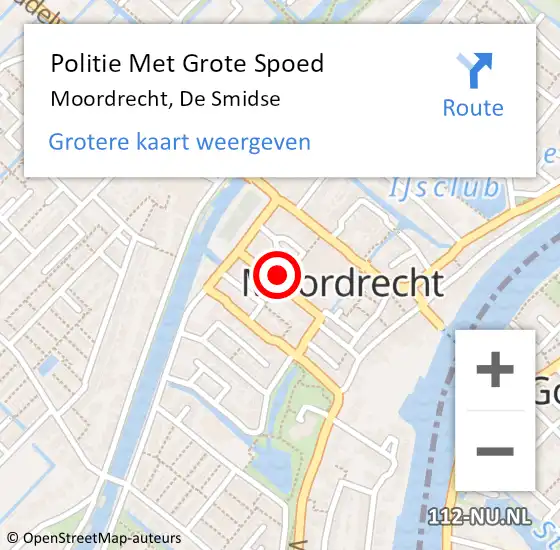 Locatie op kaart van de 112 melding: Politie Met Grote Spoed Naar Moordrecht, De Smidse op 14 juli 2022 12:00