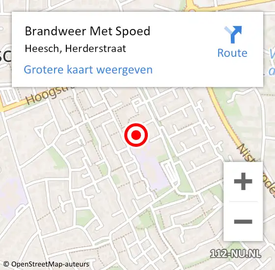 Locatie op kaart van de 112 melding: Brandweer Met Spoed Naar Heesch, Herderstraat op 14 juli 2022 12:13