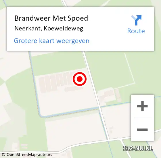 Locatie op kaart van de 112 melding: Brandweer Met Spoed Naar Neerkant, Koeweideweg op 14 juli 2022 12:22