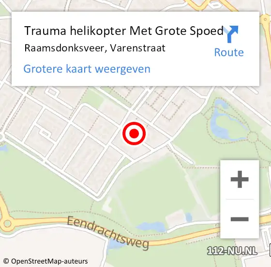 Locatie op kaart van de 112 melding: Trauma helikopter Met Grote Spoed Naar Raamsdonksveer, Varenstraat op 14 juli 2022 12:30