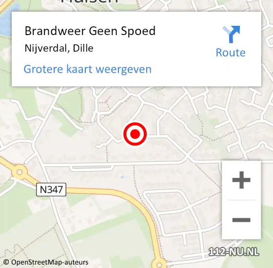 Locatie op kaart van de 112 melding: Brandweer Geen Spoed Naar Nijverdal, Dille op 14 juli 2022 12:43