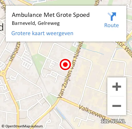 Locatie op kaart van de 112 melding: Ambulance Met Grote Spoed Naar Barneveld, Gelreweg op 14 juli 2022 13:07