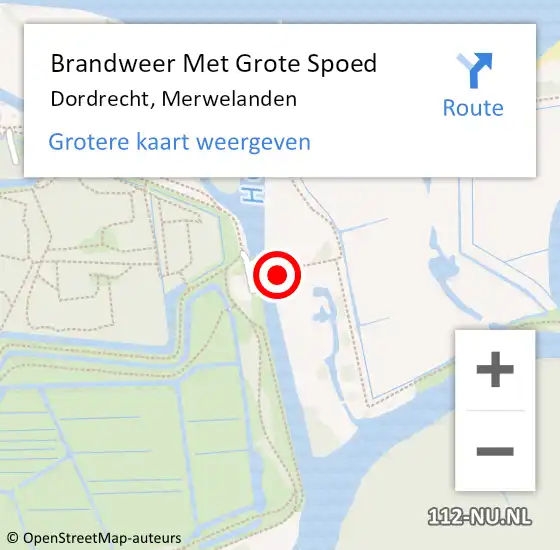 Locatie op kaart van de 112 melding: Brandweer Met Grote Spoed Naar Dordrecht, Merwelanden op 14 juli 2022 13:16