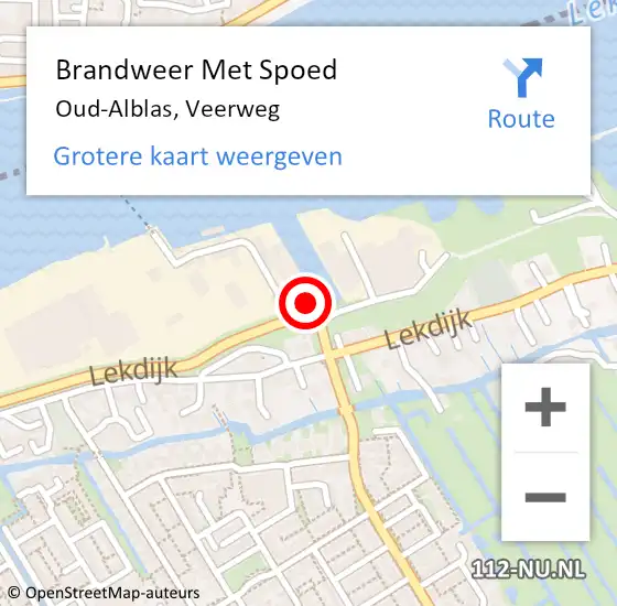 Locatie op kaart van de 112 melding: Brandweer Met Spoed Naar Oud-Alblas, Veerweg op 14 juli 2022 13:19