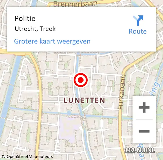 Locatie op kaart van de 112 melding: Politie Utrecht, Treek op 14 juli 2022 13:49