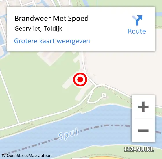 Locatie op kaart van de 112 melding: Brandweer Met Spoed Naar Geervliet, Toldijk op 14 juli 2022 13:57