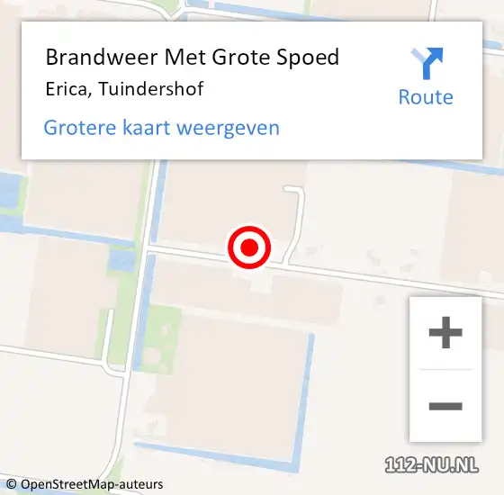 Locatie op kaart van de 112 melding: Brandweer Met Grote Spoed Naar Erica, Tuindershof op 14 juli 2022 14:05