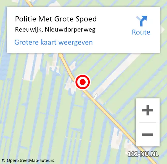 Locatie op kaart van de 112 melding: Politie Met Grote Spoed Naar Reeuwijk, Nieuwdorperweg op 14 juli 2022 14:16