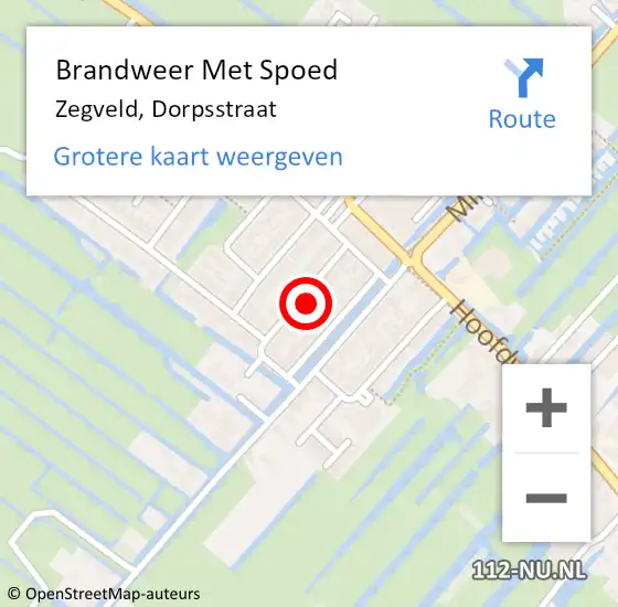 Locatie op kaart van de 112 melding: Brandweer Met Spoed Naar Zegveld, Dorpsstraat op 14 juli 2022 14:32