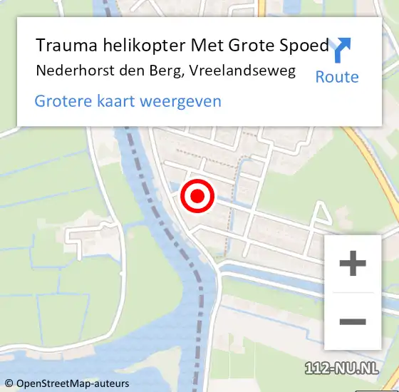 Locatie op kaart van de 112 melding: Trauma helikopter Met Grote Spoed Naar Nederhorst den Berg, Vreelandseweg op 14 juli 2022 14:36