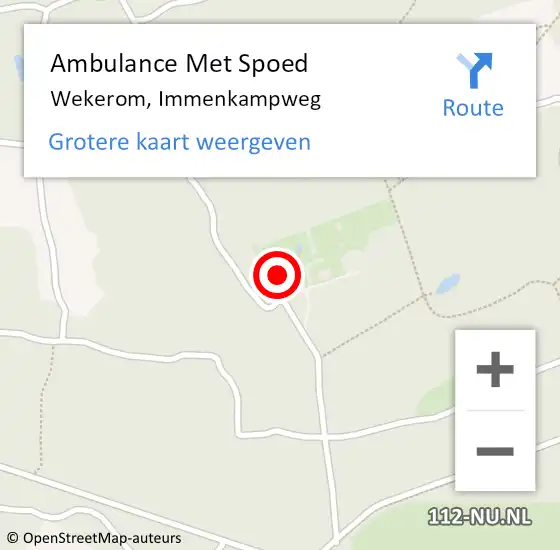 Locatie op kaart van de 112 melding: Ambulance Met Spoed Naar Wekerom, Immenkampweg op 14 juli 2022 14:46