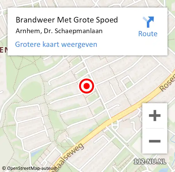 Locatie op kaart van de 112 melding: Brandweer Met Grote Spoed Naar Arnhem, Dr. Schaepmanlaan op 14 juli 2022 14:50
