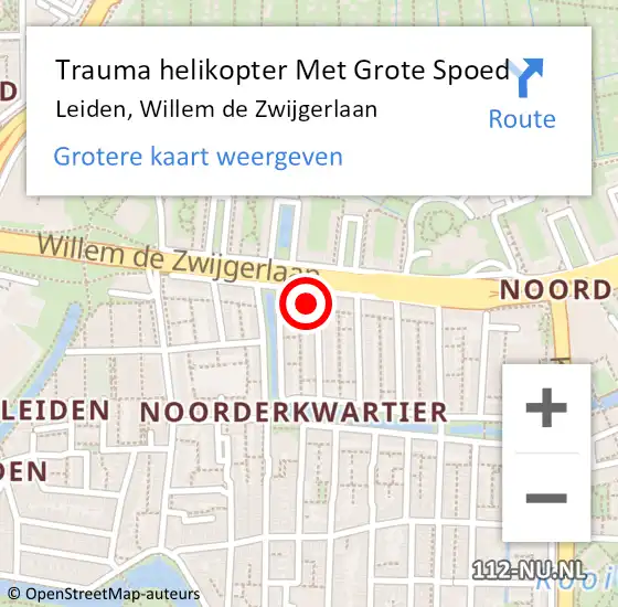 Locatie op kaart van de 112 melding: Trauma helikopter Met Grote Spoed Naar Leiden, Willem de Zwijgerlaan op 14 juli 2022 14:58