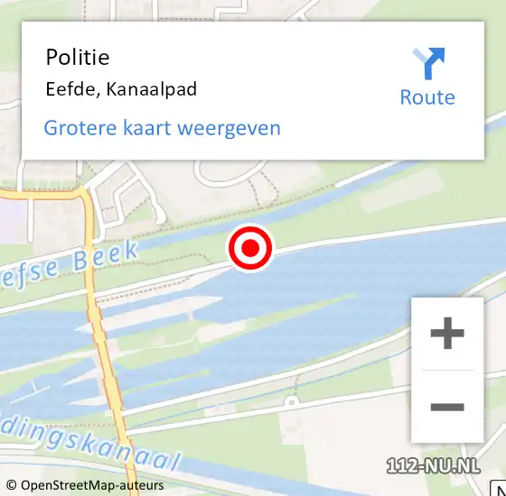 Locatie op kaart van de 112 melding: Politie Eefde, Kanaalpad op 14 juli 2022 15:02