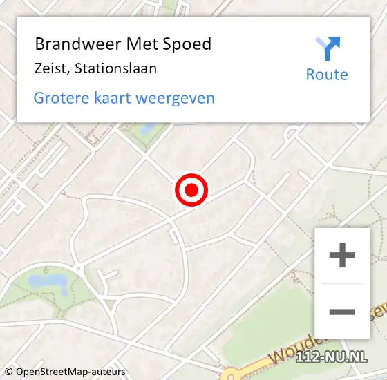 Locatie op kaart van de 112 melding: Brandweer Met Spoed Naar Zeist, Stationslaan op 14 juli 2022 15:10