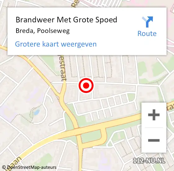 Locatie op kaart van de 112 melding: Brandweer Met Grote Spoed Naar Breda, Poolseweg op 14 juli 2022 15:25