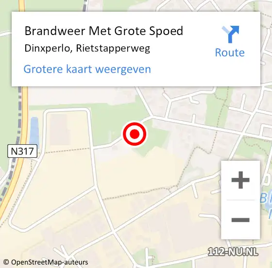 Locatie op kaart van de 112 melding: Brandweer Met Grote Spoed Naar Dinxperlo, Rietstapperweg op 14 juli 2022 15:43