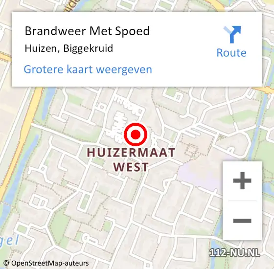 Locatie op kaart van de 112 melding: Brandweer Met Spoed Naar Huizen, Biggekruid op 14 juli 2022 15:48