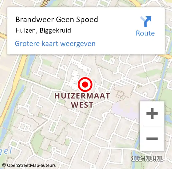 Locatie op kaart van de 112 melding: Brandweer Geen Spoed Naar Huizen, Biggekruid op 14 juli 2022 15:50