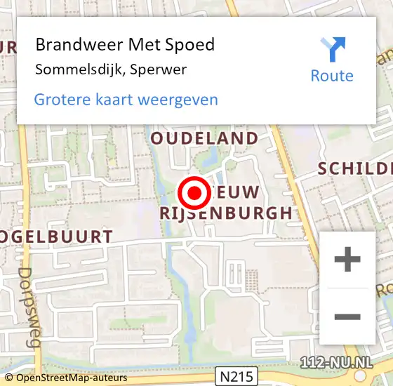 Locatie op kaart van de 112 melding: Brandweer Met Spoed Naar Sommelsdijk, Sperwer op 14 juli 2022 15:55