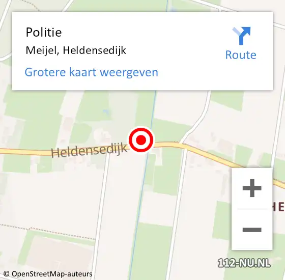 Locatie op kaart van de 112 melding: Politie Meijel, Heldensedijk op 14 juli 2022 15:58