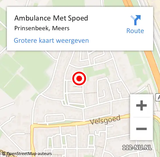 Locatie op kaart van de 112 melding: Ambulance Met Spoed Naar Prinsenbeek, Meers op 23 juli 2014 09:29