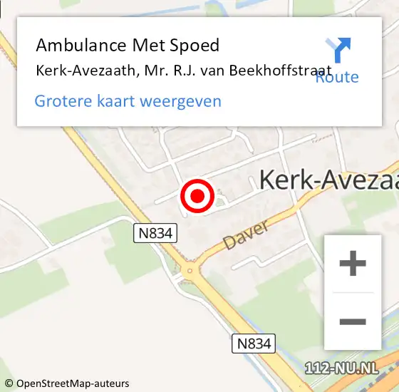 Locatie op kaart van de 112 melding: Ambulance Met Spoed Naar Kerk-Avezaath, Mr. R.J. van Beekhoffstraat op 14 juli 2022 16:05