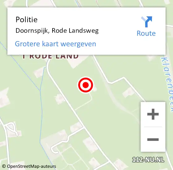 Locatie op kaart van de 112 melding: Politie Doornspijk, Rode Landsweg op 14 juli 2022 16:17