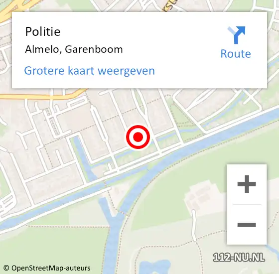 Locatie op kaart van de 112 melding: Politie Almelo, Garenboom op 14 juli 2022 16:21